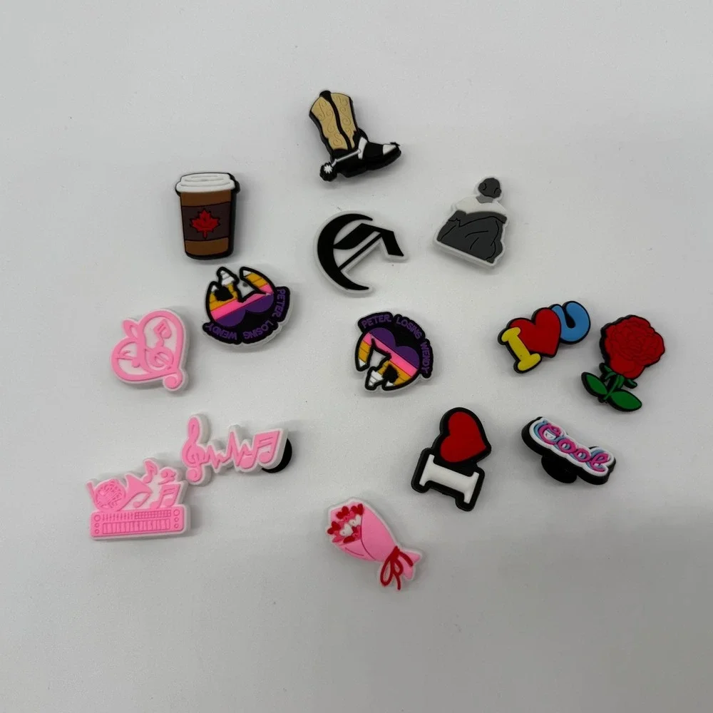 Shoe Charms Unisex OS Multicolor New Music Coffee Rose 14 Piece Set